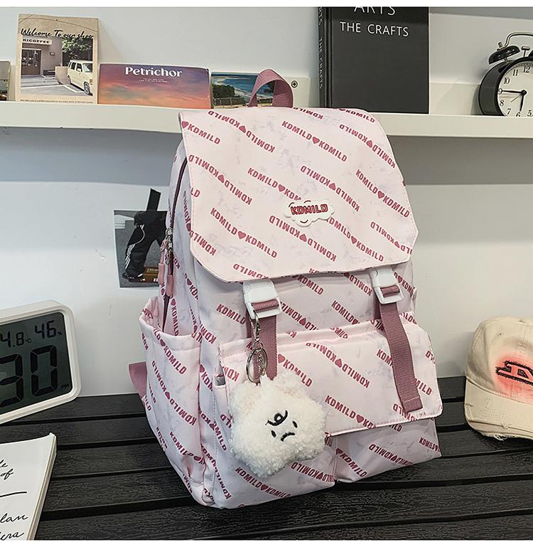 School bag high value letter back couple solid color casual simple light outdoor large capacity