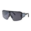 Solid Logo Engraved Titanium Irregular Shape Sunglasses Women Sunglasses Black BPS146B147146B
