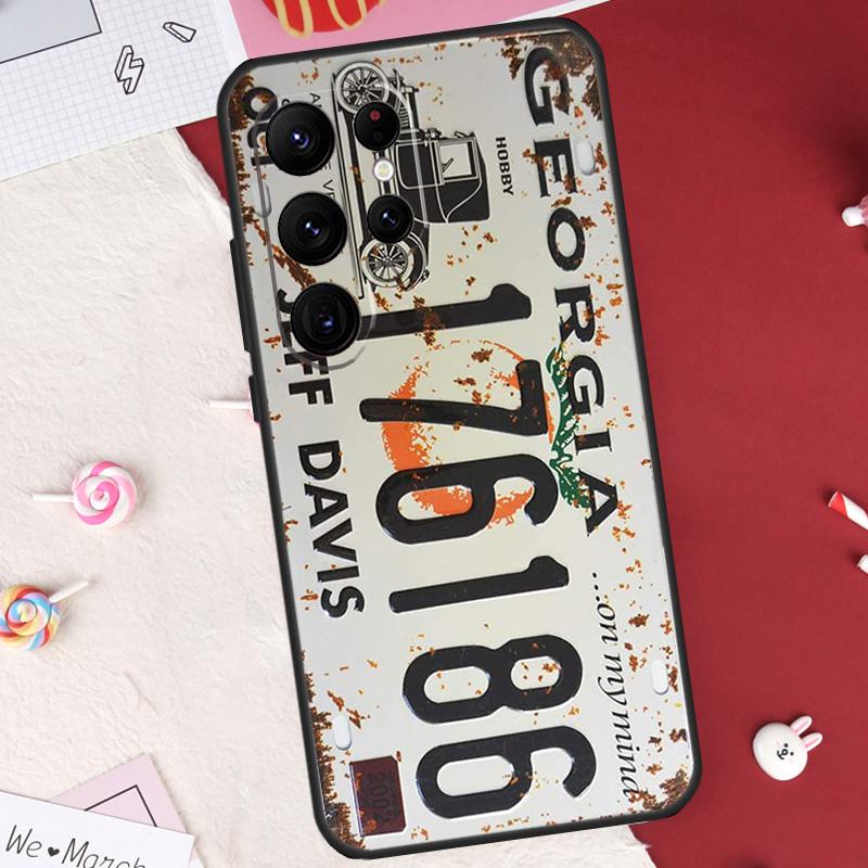 

Retro Funny License Plate Case For Samsung Galaxy S21 S22 S23 S24 S25 S26 Ultra S10 S25 Plus S25 FE S20 FE Cover Shell Galaxy S23Ultra