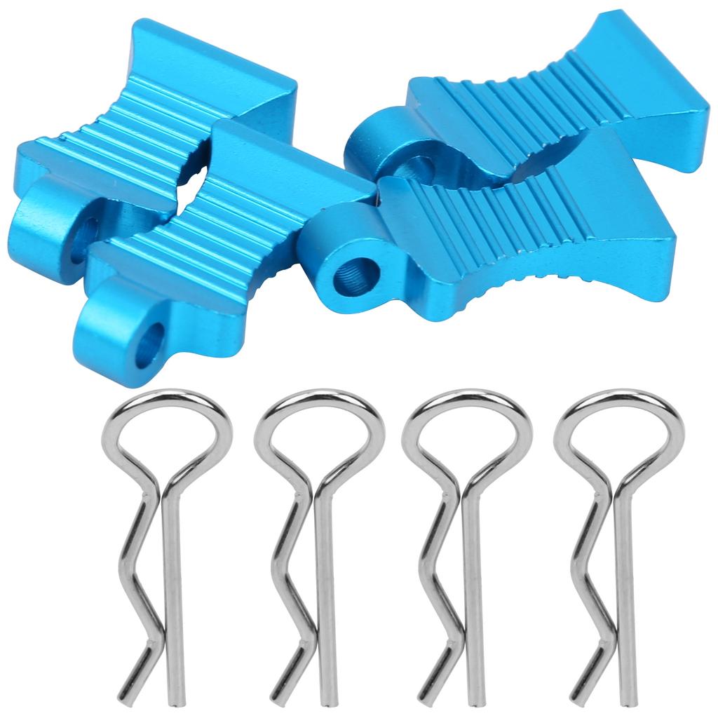 4pcs Aluminium Alloy RType Car Body Shell Clips Pin with Fixing Bracket for 1 10 RC Car(Blue )