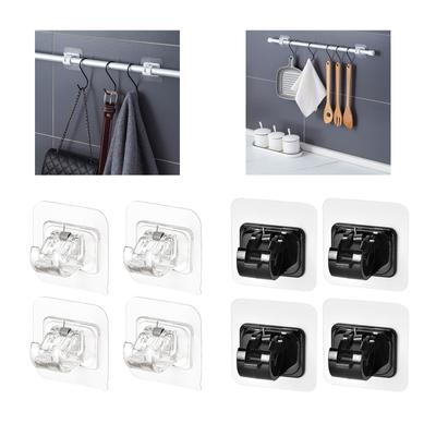 4 Pièces Supports de Tringle à Rideau Auto-Adhésifs Larges Sans Perçage Clip de Tringle à Rideau Transparent Noir Support de Tringle à Rideau de Fenêtre