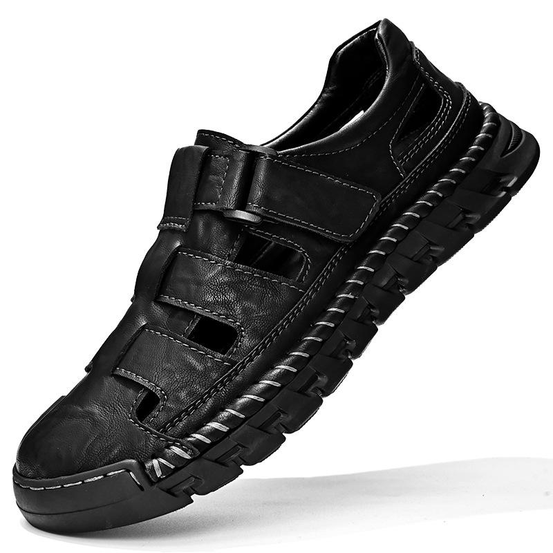 

New European station export popular large size summer men s bag head versatile outdoor leisure beach sandals 46 чорний