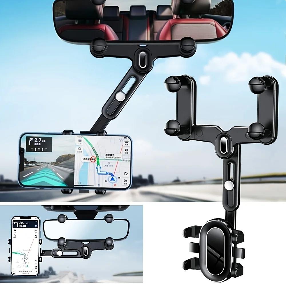 360° Lusterko wsteczne Samochodowe Uchwyt na Telefon Komórkowy Do Samochodu Obracany i Regulowany Teleskopowy Wielofunkcyjny Uchwyt Telefonu Samochodowego Stojaki