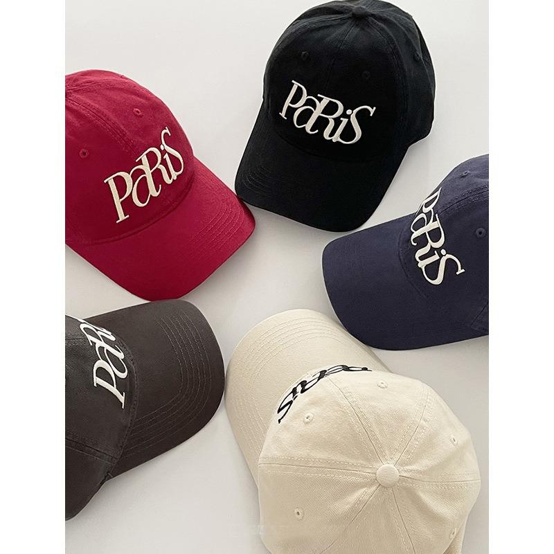 New retro baseball cap women's summer big head circumference wide brim showing face small simple letter embroidered cap