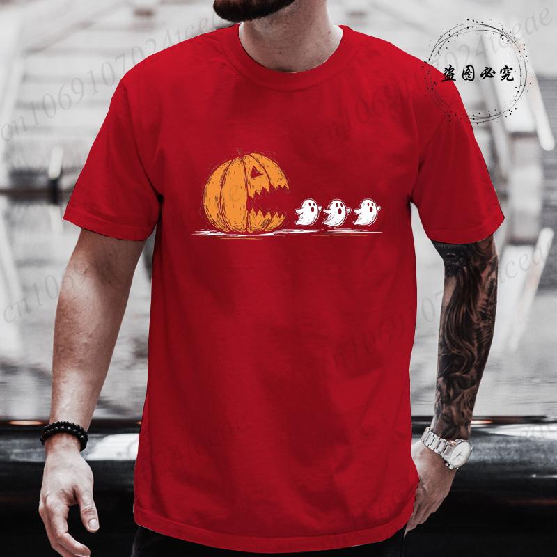 Summer Unisexs Tshirt Casual Funny Halloween Pumpkin Eat Ghost Print Unisex Tshirt Oneck Tops For Unisex Short Sleeve Male Tee Shirt