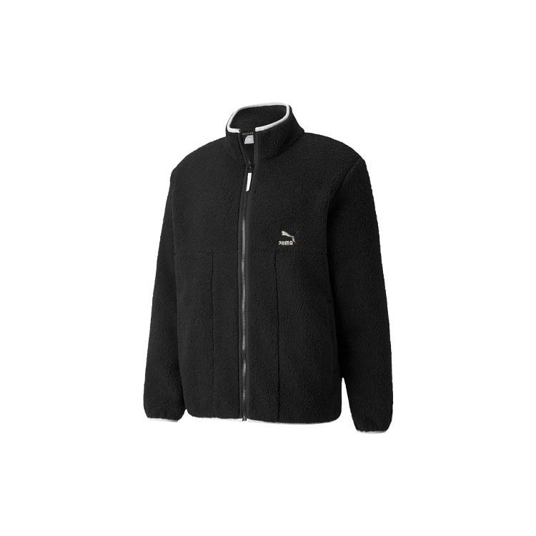 PUMA Retro Logo Casual lamb s wool Stand Collar Jacket Black Men s 532966-01 M