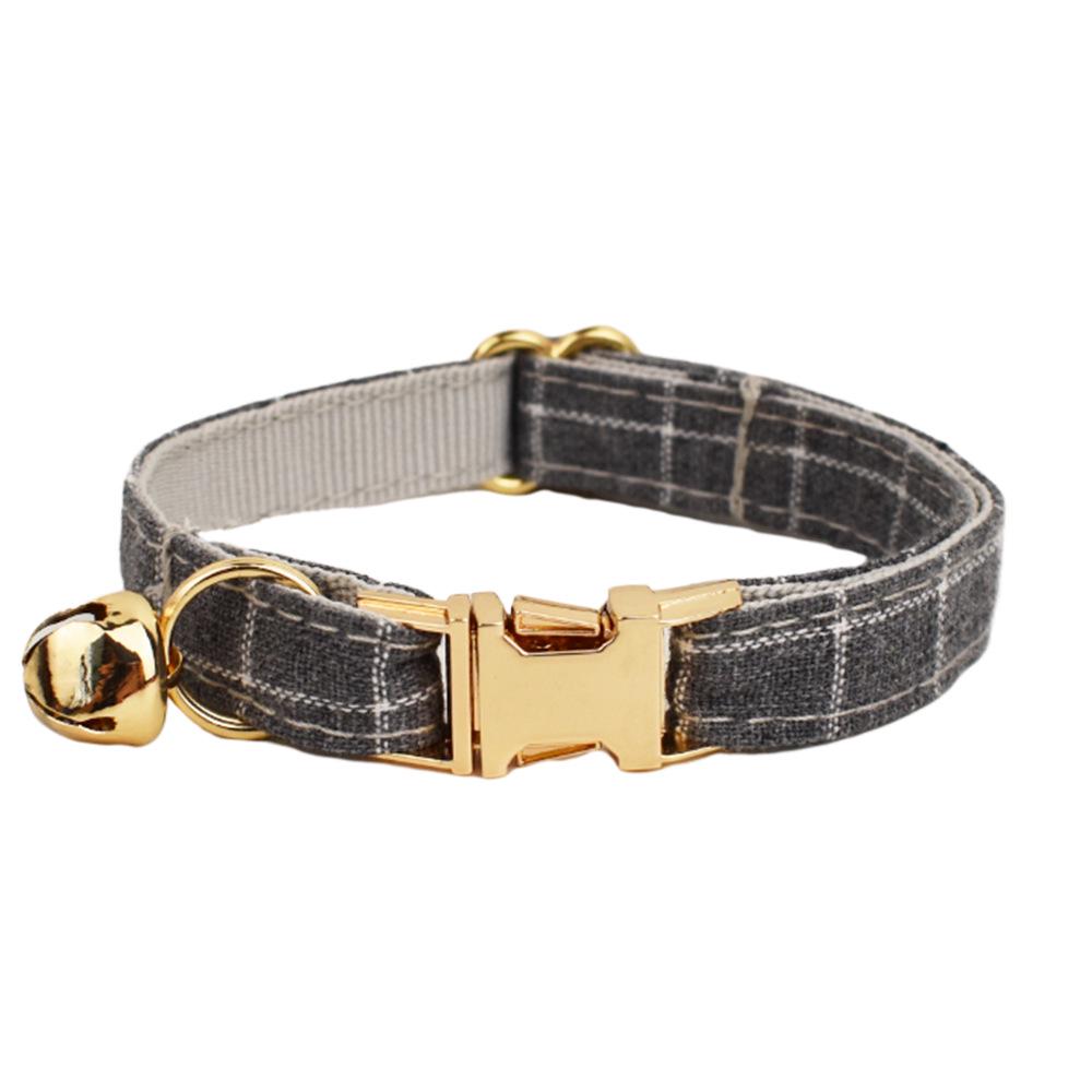 Plaid Series Engravable Pet Collar with Bell - For Cats & Dogs