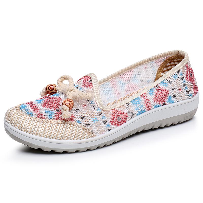Ethnic-Style Women's Breathable Low-Cut Flat Shoes - Summer 2025