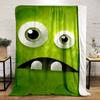 Large Cartoon Eyes, a Dark Mouth, Teeth, and Green Textured Background. for All Seasons Blanket Lunch Break Throw Gift