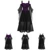 Halloween Witch Dress Gothic Medieval Cosplay Costume Off Shoulder High Quality Polyester Fabric