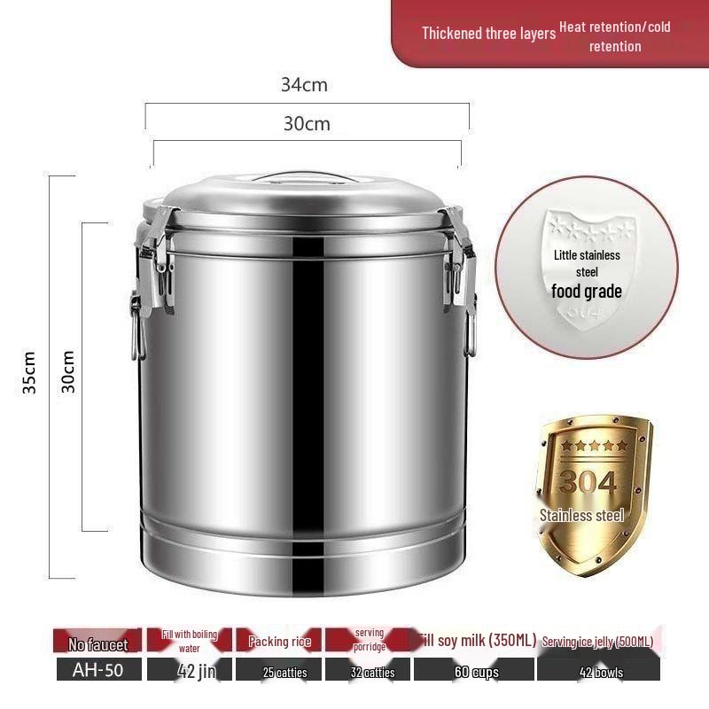 Stainless Steel Insulated Bucket with Spout for Ice, Rice, Soup, Tea, Hot Water, and Soy Milk