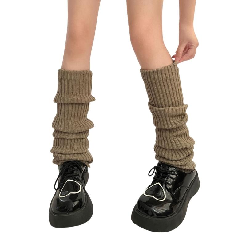Women Color Knit Long Socks Subcultures Leg Warmers Winter Warm Ankle Heap Socks Thigh High Stocking Harajuku Boot Socks
