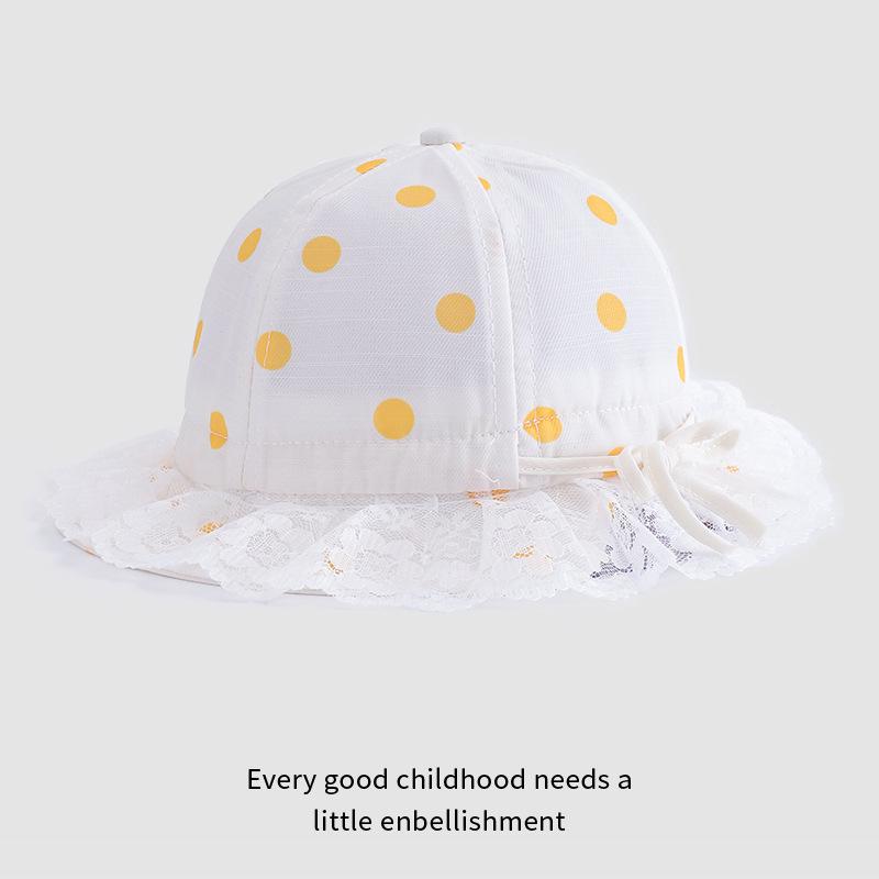 Baby Fisherman Hat Spring and Autumn Dots Fashionable Adjustable Sun Hat Lace Lace Baby Sun Protection Hat