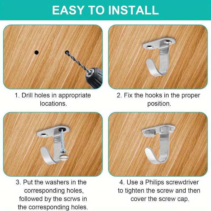 5PCS Stainless Steel Long Lasting Ceiling Hooks For Hanging Ornament Hooks Top Hangers Cloth Easy Home Hardware