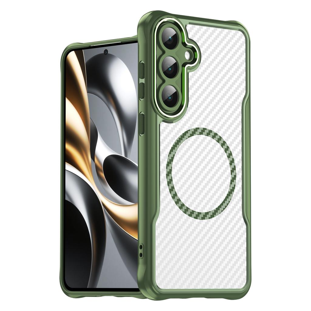 Für Samsung Galaxy S25 FE Hülle Kompatibel mit MagSafe Hybrid Handyhülle Kohlefaser