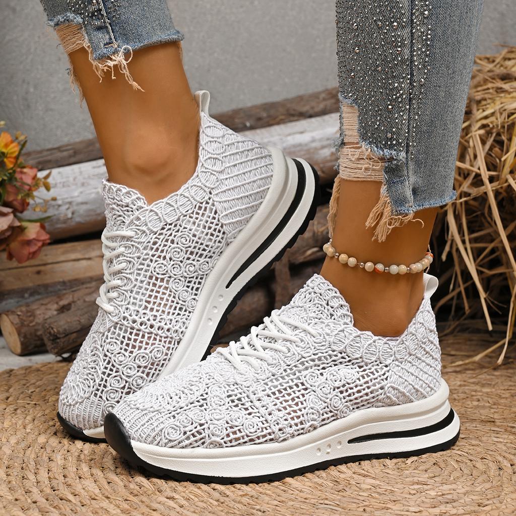 Fashion Sneakers For Women Fashion Breathable 2025 New Comfortable Soft Sneakers Women Mesh Fabric Lace Up Woman Shoes Female Footwear