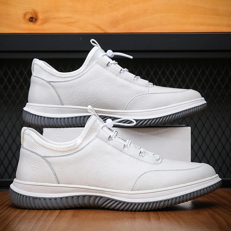 

2025 весна новая мода трендовая обувь мужская обувь осень корейская версия нескользящая износостойкая обувь кожаная обувь 44 белый
