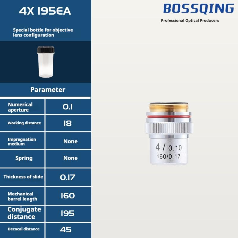 

4X 10X 20X 40X 60X 100X Ахроматичний об єктив 195 мм кон югована відстань довжина тубуса 180 мм об єктив біологічного мікроскопа