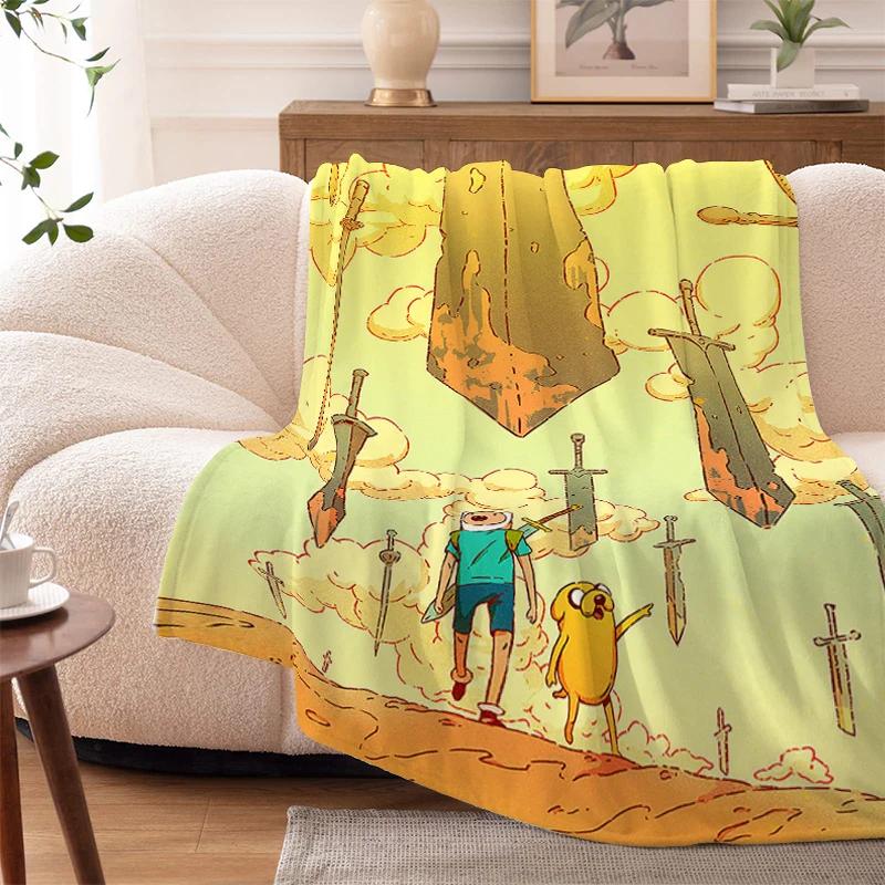 Fluffy Soft Blankets King Size A-Adventures Time Microfiber Bedding Warm Sofa Knee Fleece Camping Nap Flannel Double Bed Blanket