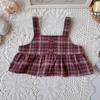 Girls' Retro Plaid Camisole Three-Piece Set - Spring/Autumn AQB027