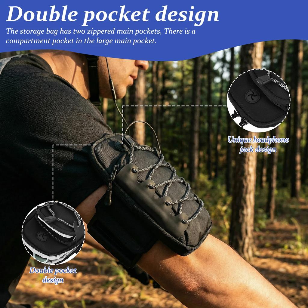 Motorcycle Handlebar Storage Bag Nylon Waterproof Battery Frame Bag with Earphone Hole Portable Phone Bag E-bike Accessories