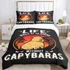 Funny Capybara Anime Duvet Cover Kawaii Animals Bedding Set Soft Quilt Cover Full Size for Boy Teens Bedroom Decoration