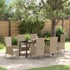 7-piece Garden Dining Set with Beige Cushions Poly Rattan 3379461