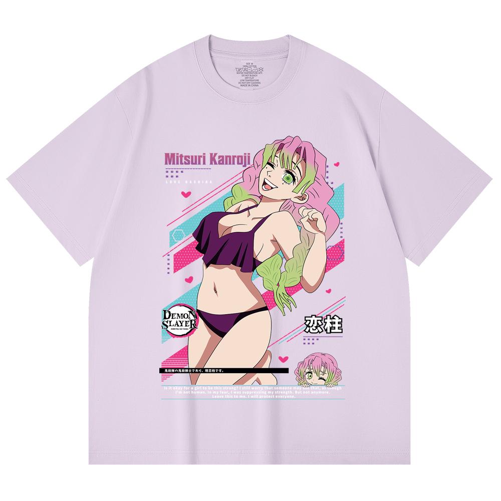 230 Gsm 100% Cotton Demon Slayer V52 Mitsuri Waifu Print Unisex Heavy Cotton T Shirt