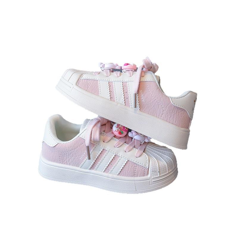 Girls shell head white shoes children's new autumn new products soft sole non-slip low-top board shoes casual classmates