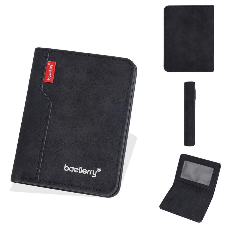 

Baellerry Men Short Wallets Vintage Design Thin Bi-fold Wallet Business Card Holder Fashion Purse 11*8.5*1cm