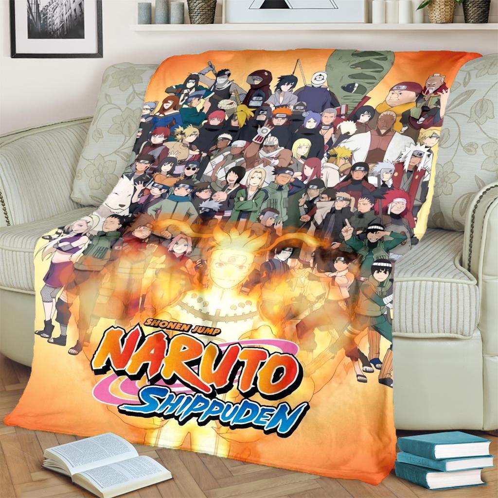 Anime-Naruto Print Blanket Warm Comfortable Flannel Blanket for Bedrooms, Sofas, Beds, Chairs, Picnics, Travel -LXR67