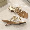 French Thin-band Roman Sandals for Women's Summer 2025 New Fashion Wedge Heel High-heeled Flip-flops for Women To Wear Outside