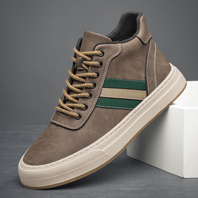 

Men S Genuine Leather Height Increasing Shoes Fashion Casual High Top Sports Shoes 7Cm Insole Height Increasing Sports Shoes 44