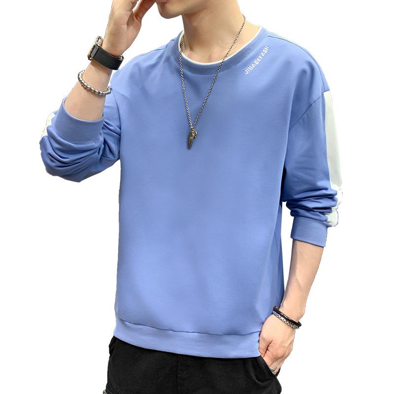Pánská sportovní mikina Podzimní nová ležérní kulatý výstřih Pulovr Tričko s dlouhým rukávem Topy Spodní tričko Pánské sametové topy