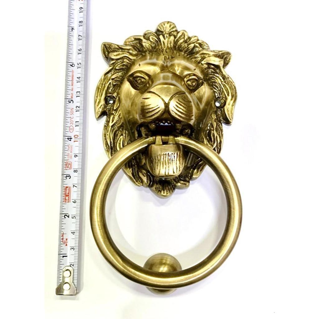Dekor Messing Löwe Türklopfer (Löwengesichtsdesign) |  , Hoteltür, Haupttore | Schwerlast Messing Löwen Türklopfer mit Schrauben (golden (Packung mit 1))