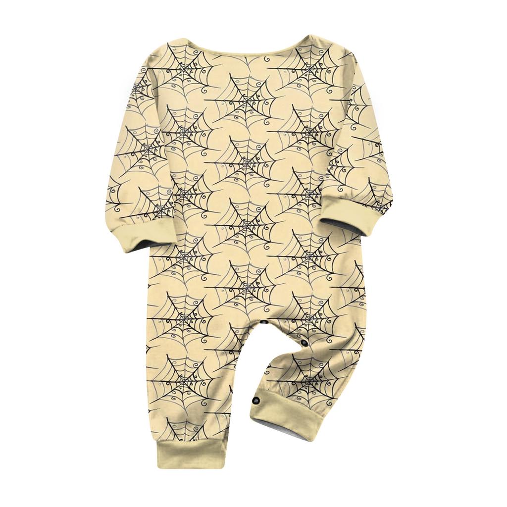 Family Matching Halloween Pajama Set Long Sleeve Top and Pants for Mom and Kids