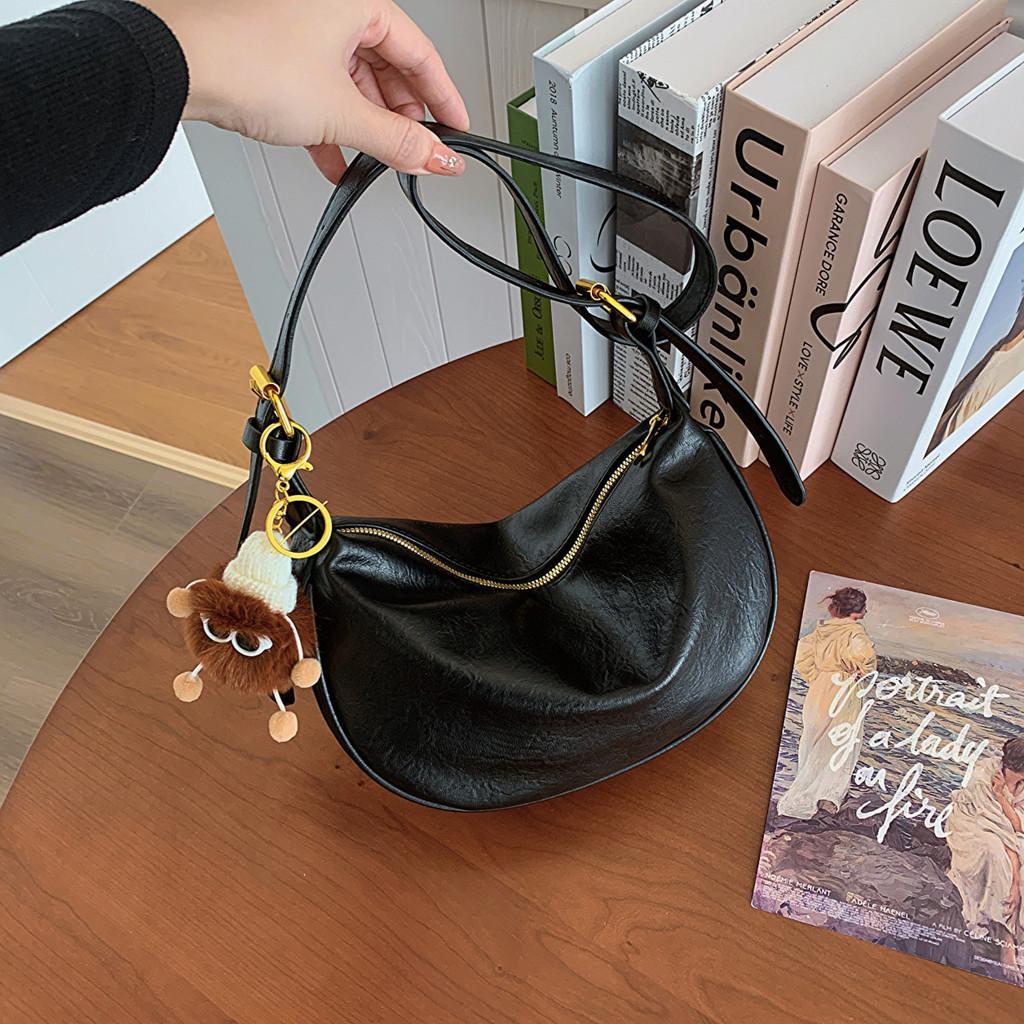 Korean Fashion Dumpling Bag 2023 Autumn Winter New Shoulder Bag Retro Large Capacity Melade Crossbody Bag Commuter Bag чёрный