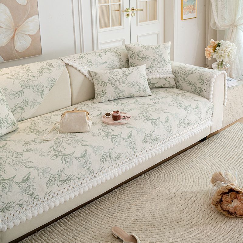 1pc Modern Chenille Sofa Mat with Tassel Embellishment - Machine Washable Wear-Resistant One-Piece Cover for Armchair to 4-Seater Sofas