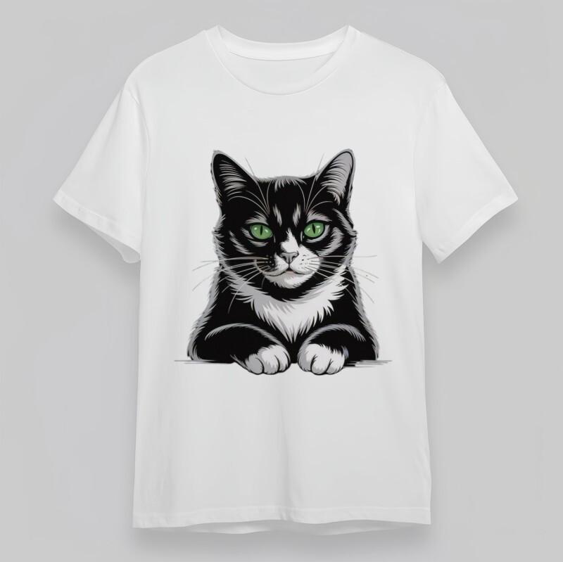 

Women s Soft Oversize Classic T-Shirt Green-Eyed Cat Stretch Pose Graphic Tee 3XL