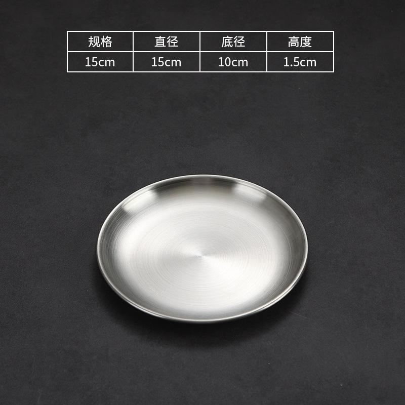 Thick Side 304 Stainless Steel Dinner Plate Round Steak Salad Deesert Cake Tray Kitchen Anti-scalding Plates for Western Food
