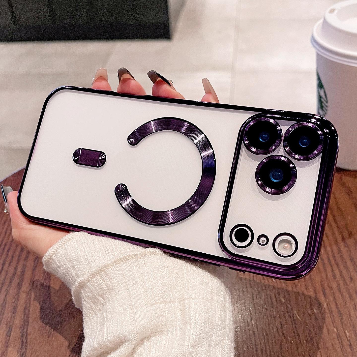 

Прозрачный гальванизированный магнитный чехол для телефона для IPhone17 Promax. Apple 17 Поставляется с чехлом для защиты от падения линзы iPhone12ProMax