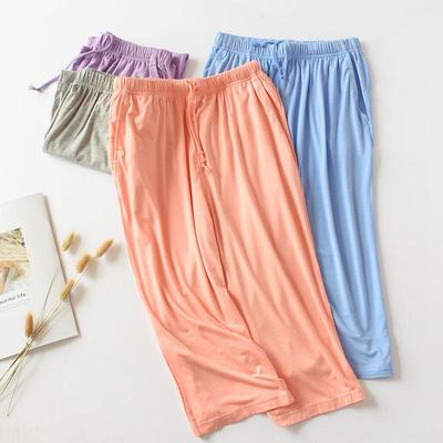 Sommerkomfortable damer modal cropped bukser tynn seksjon sport løs flerfarget stor størrelse stretch hjemmebukser strandshorts
