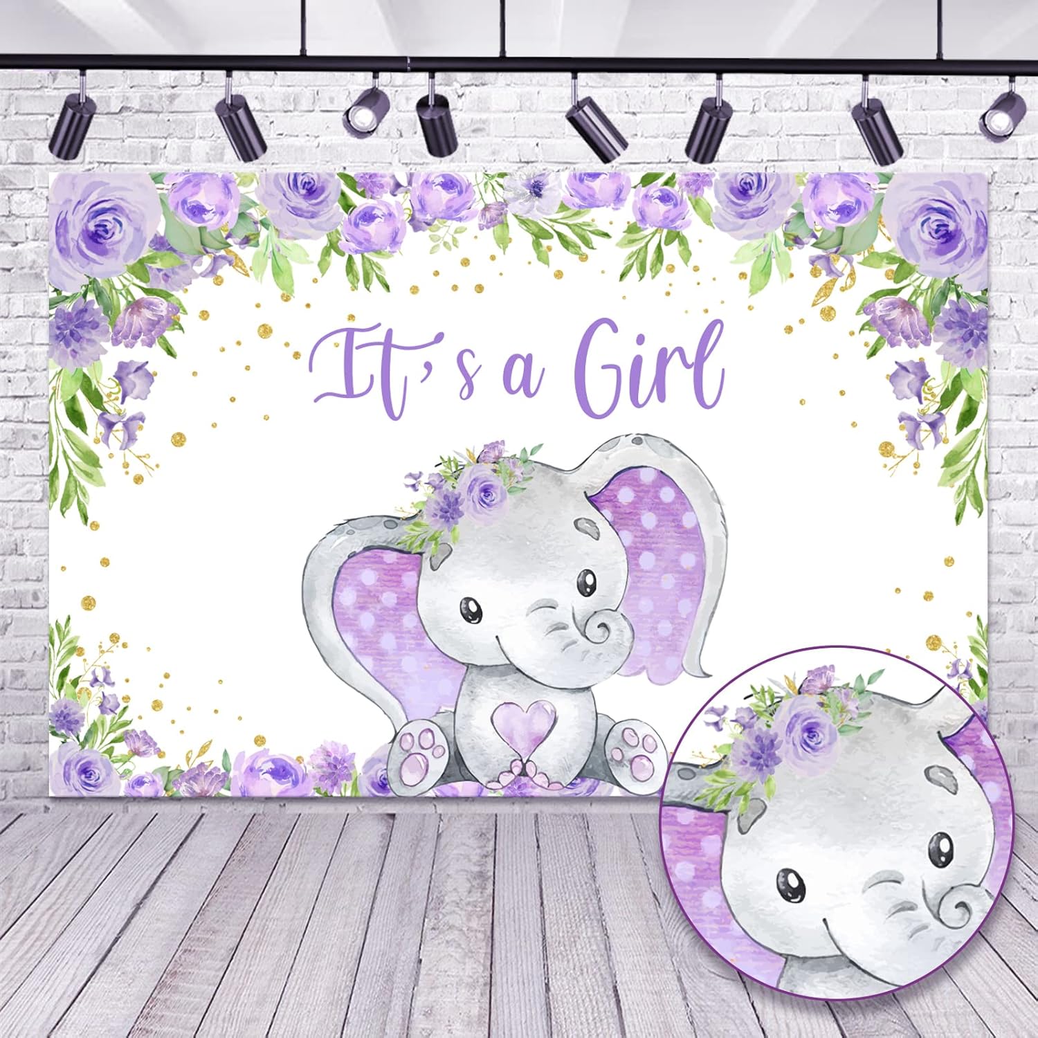 

Elephant Baby Shower Party Decorations Purple - It s a Girl Banner Backdrop Cake Topper with Cupcake Toppers Double Sided, Elephant Balloons for