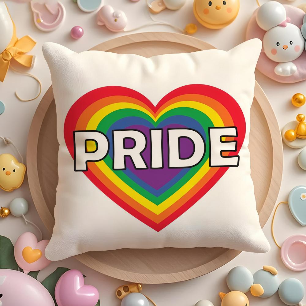 Pride Month Heart Cushion Cover Plush Fabric Soft Double-Sided Printed Sofa Warm Winter Home Gift Pillow Case