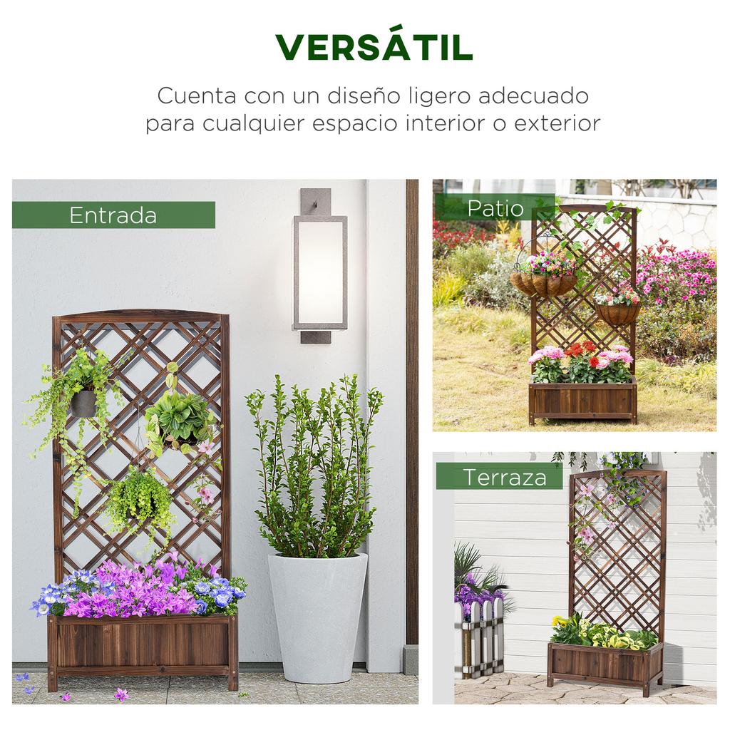 Wooden Lattice Trellis Planter For Climbing Plants Crops On Terrace Garden Balcony 60x30x122.5 Cm Brown