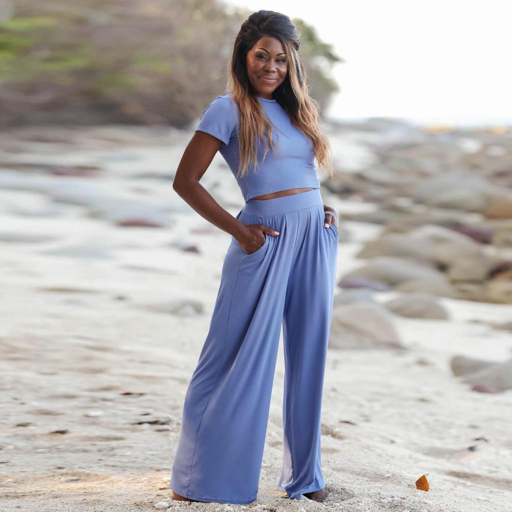 Plus Size Women's Spring/Summer 2026 Casual Suit: Short-Sleeve T-Shirt & Long Pants Two-Piece Set