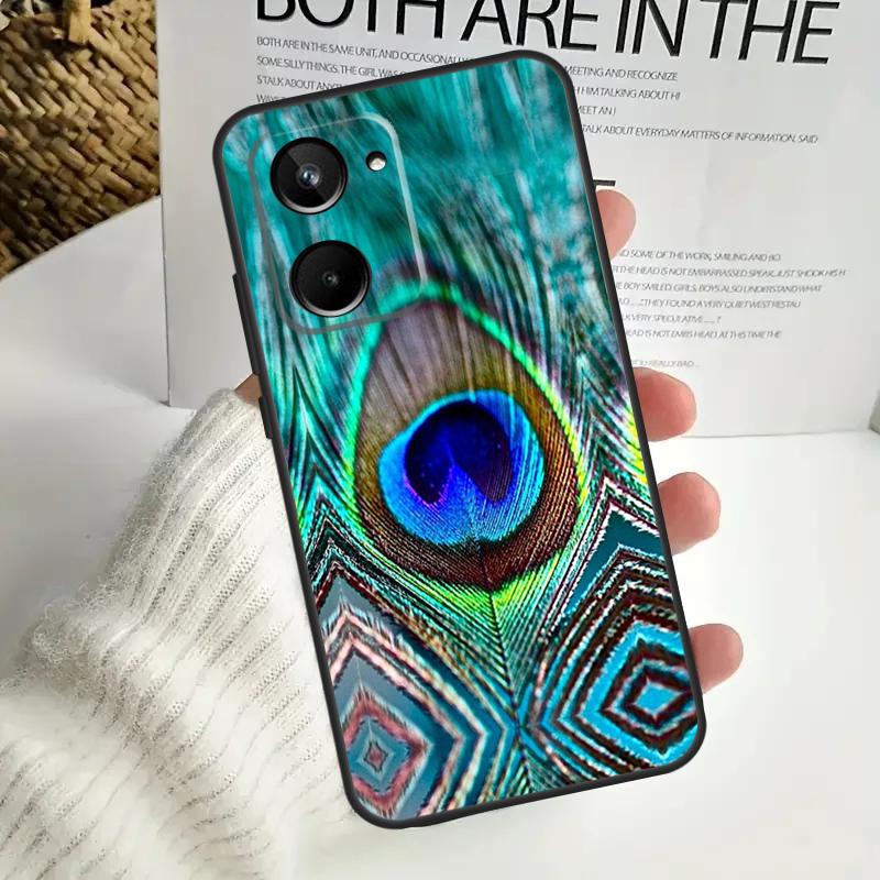 Bird Peacock Feather For Realme GT6 GT7 15 Pro 10 11 12 13 14 Pro Plus C55 C71 C75 C67 C63 C61 C53 C35 C65 Case