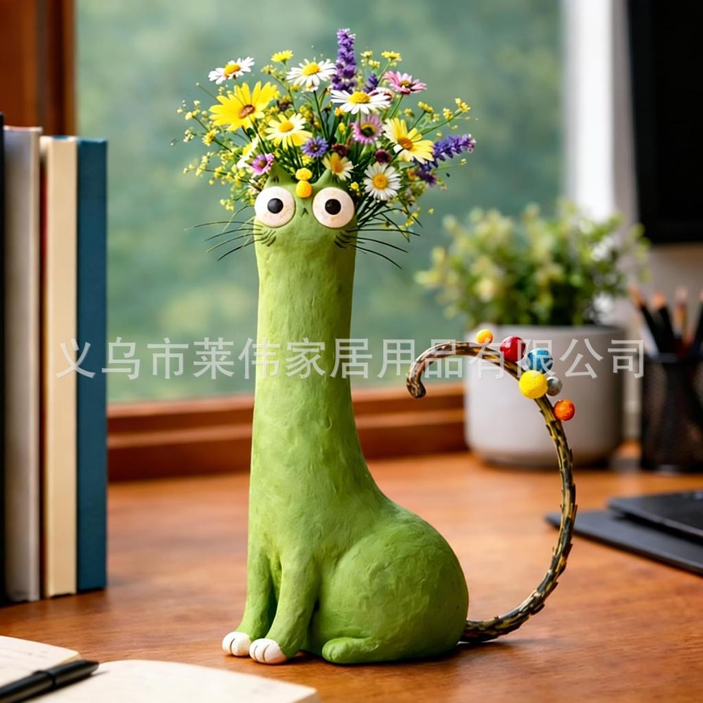 Funny Cat-shaped Vases, Vase Ornaments, Home Office Decoration, Cartoon Animals, Gifts, Multiple Options to Choose From