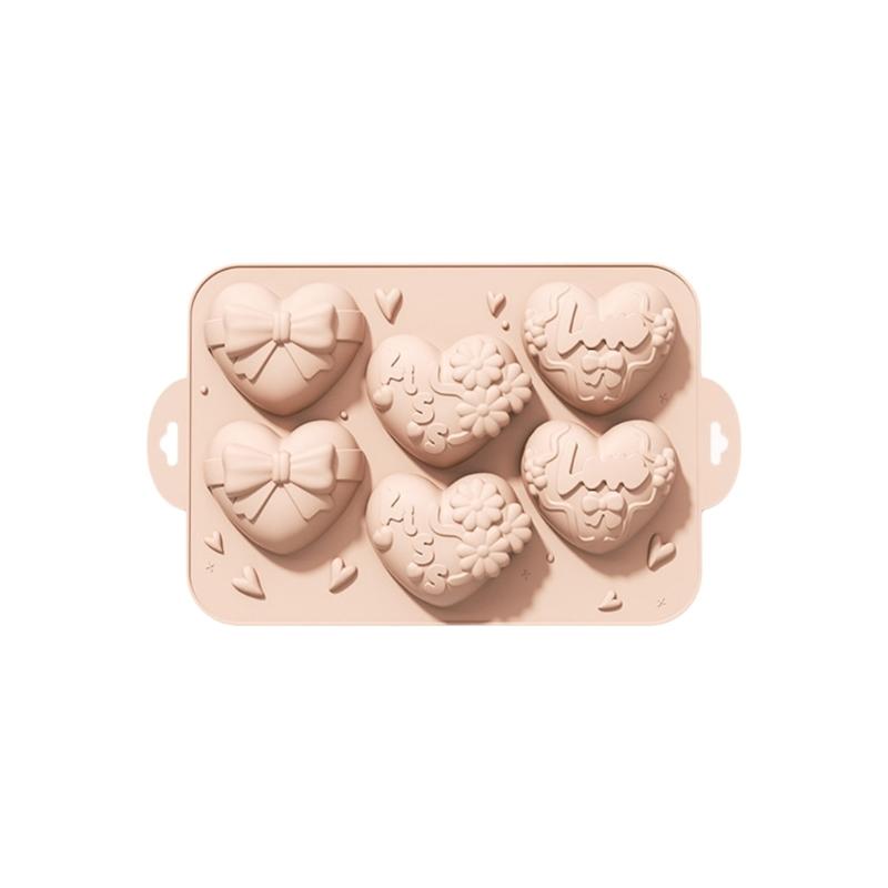 

6 Cavity Heart Shape Silicone Baking Mold Chocolate Making Molds Perfect for Cupcakes Muffin Candy Making Easy Releasing розовый