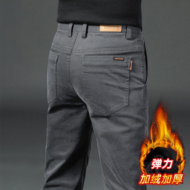 Herbst- und Winter Herren Plüsch Dick/Normal High-End Freizeithose Slim Fit Gerades Bein Business Elastisch Vielseitig Lange Hose für Herren